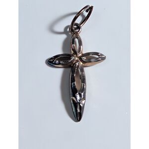 Vintage 925 Sterling Silver Diamond Cut Cross Pendant Charm - Signed Thailand